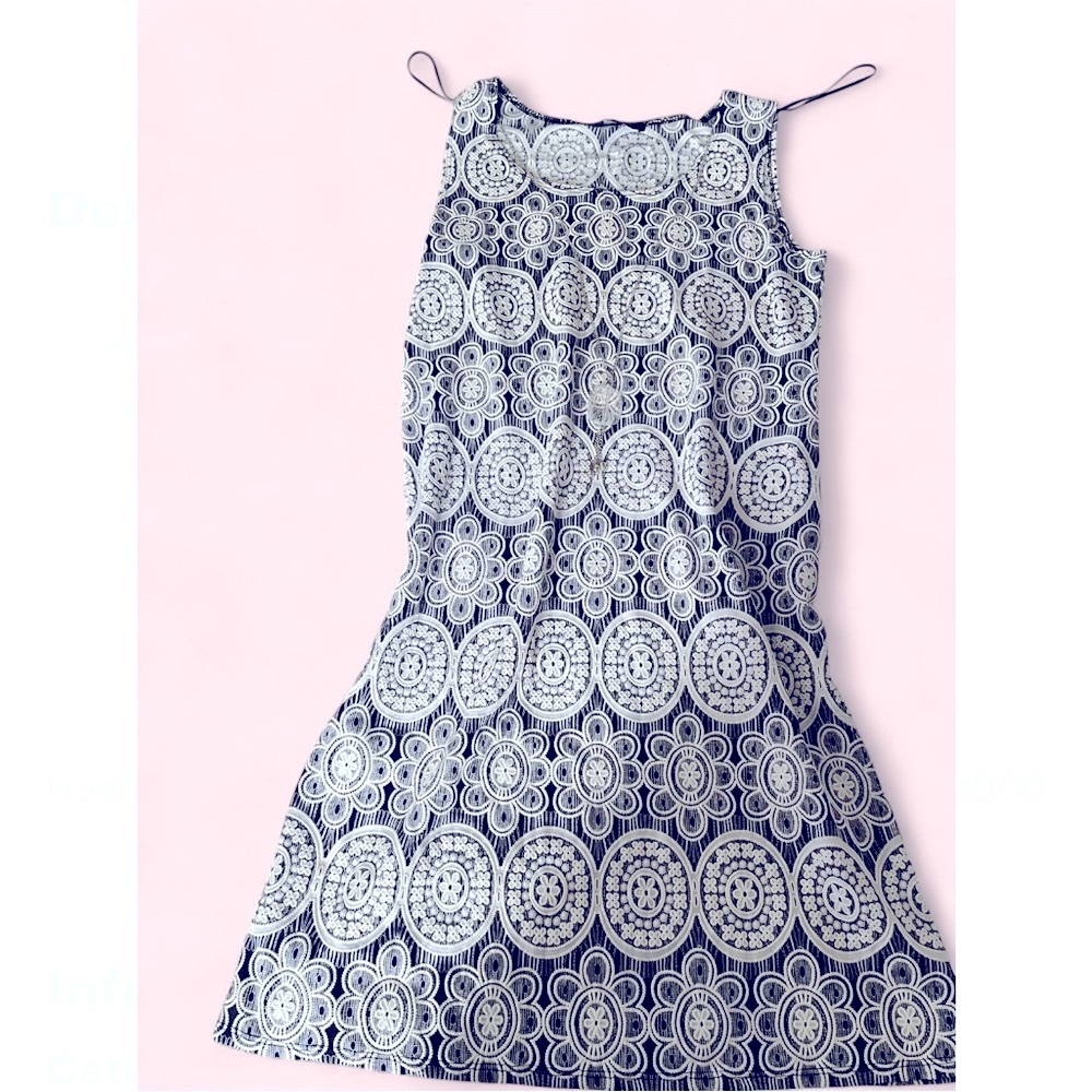 R&M Richards Black and White Patterned Mini Dress